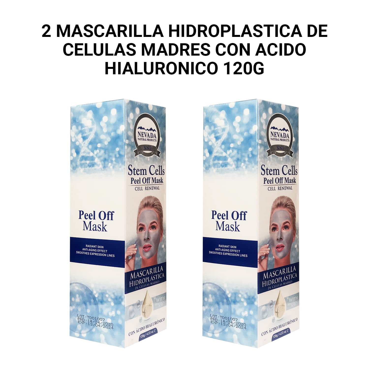 2 Mascarilla Hidroplastica de Celulas Madres Con Acido Hialuronico 120g