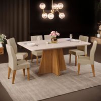 Juego de Comedor Amalia 6 Sillas Off White
