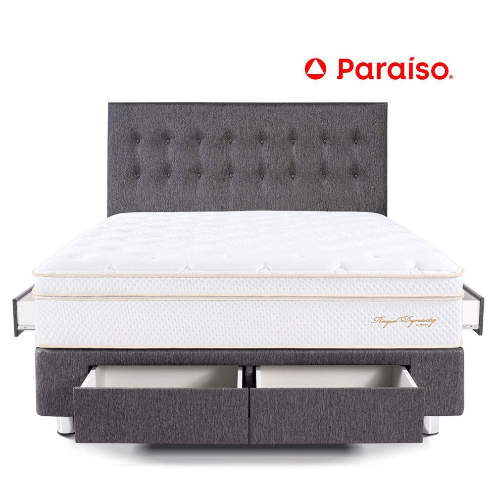 Juego de Dormitorio Paraíso Royal Dynasty con cajones King + 2 almohadas viscoelásticas + protector