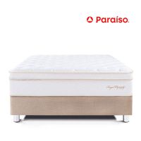 Cama Paraíso Royal Dynasty Queen Champagne + 2 almohadas viscoelásticas + protector