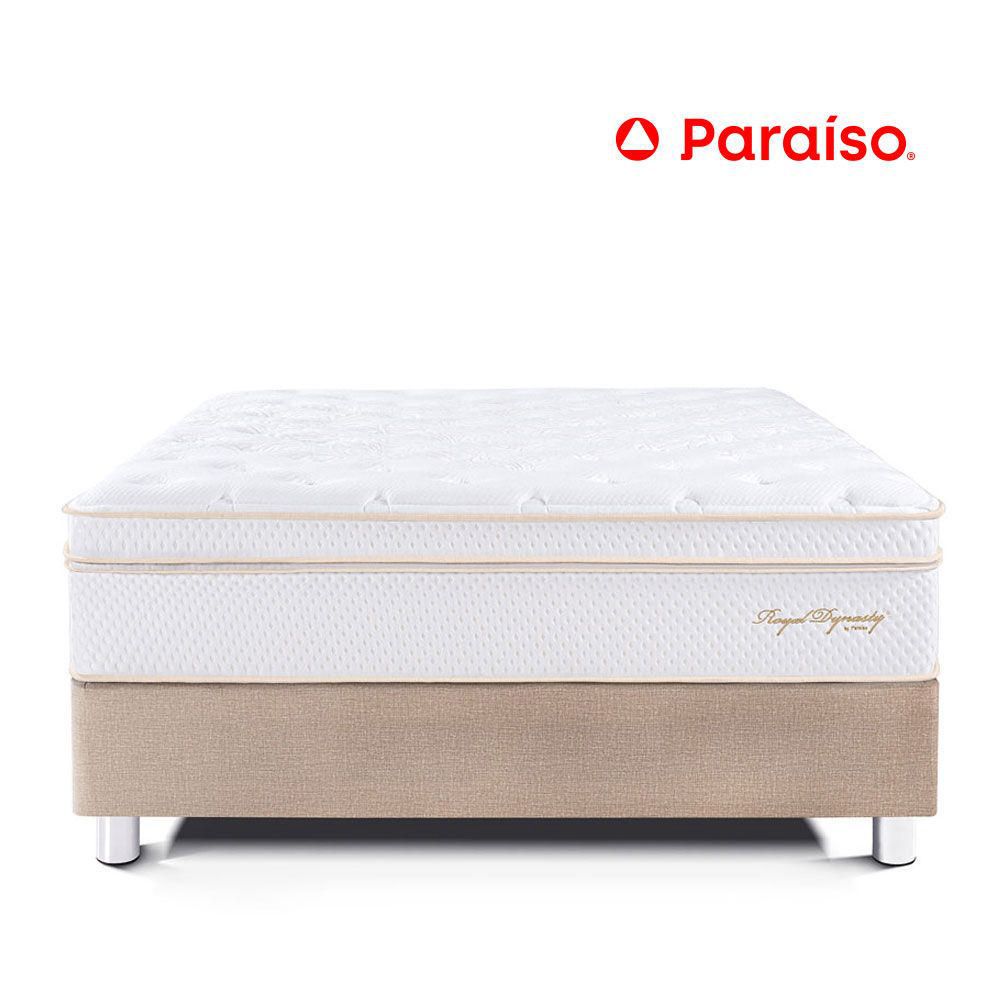 Cama Paraíso Royal Dynasty Queen Champagne + 2 almohadas viscoelásticas + protector