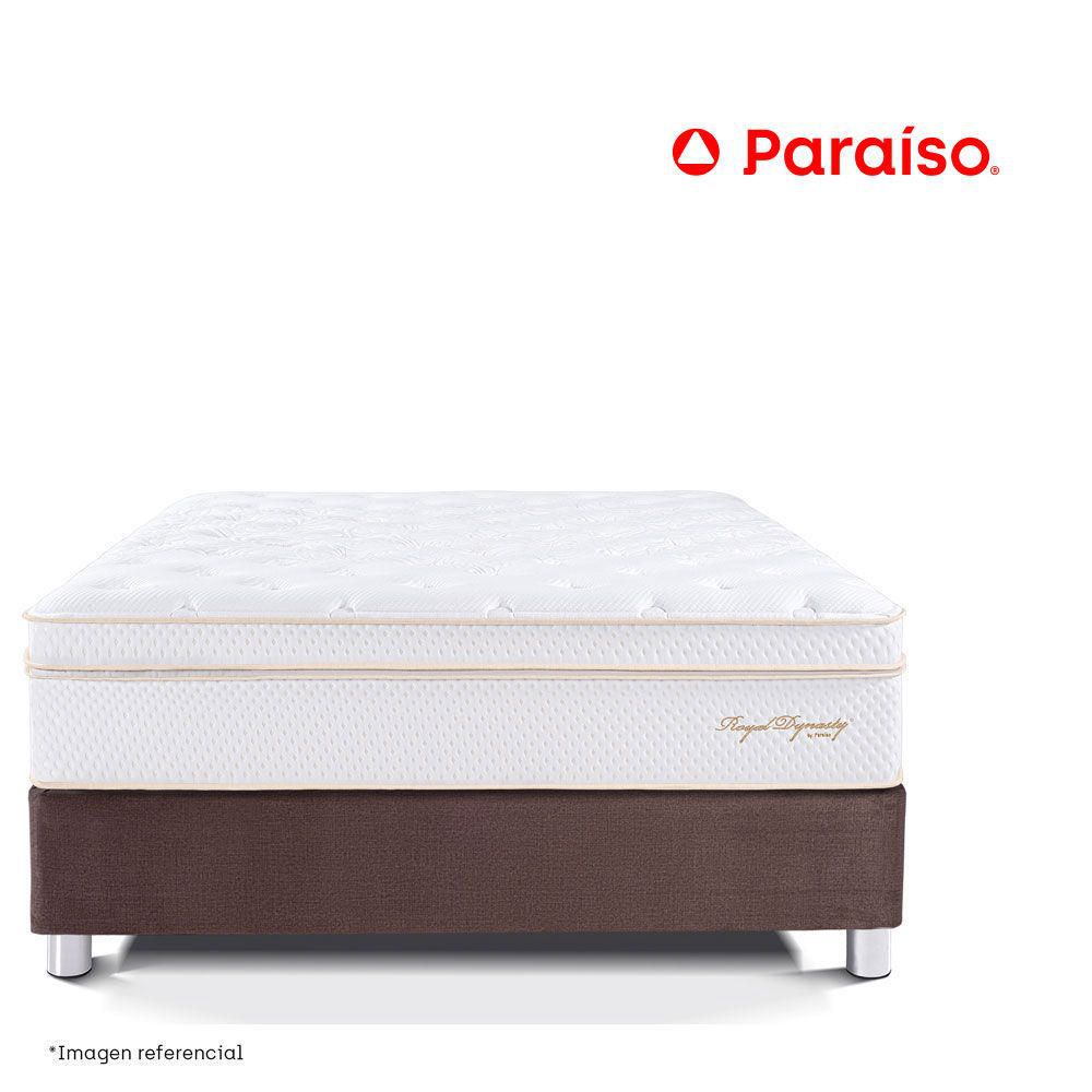 Cama Paraíso Royal Dynasty 2 Plazas Chocolate + 2 almohadas viscoelásticas + protector