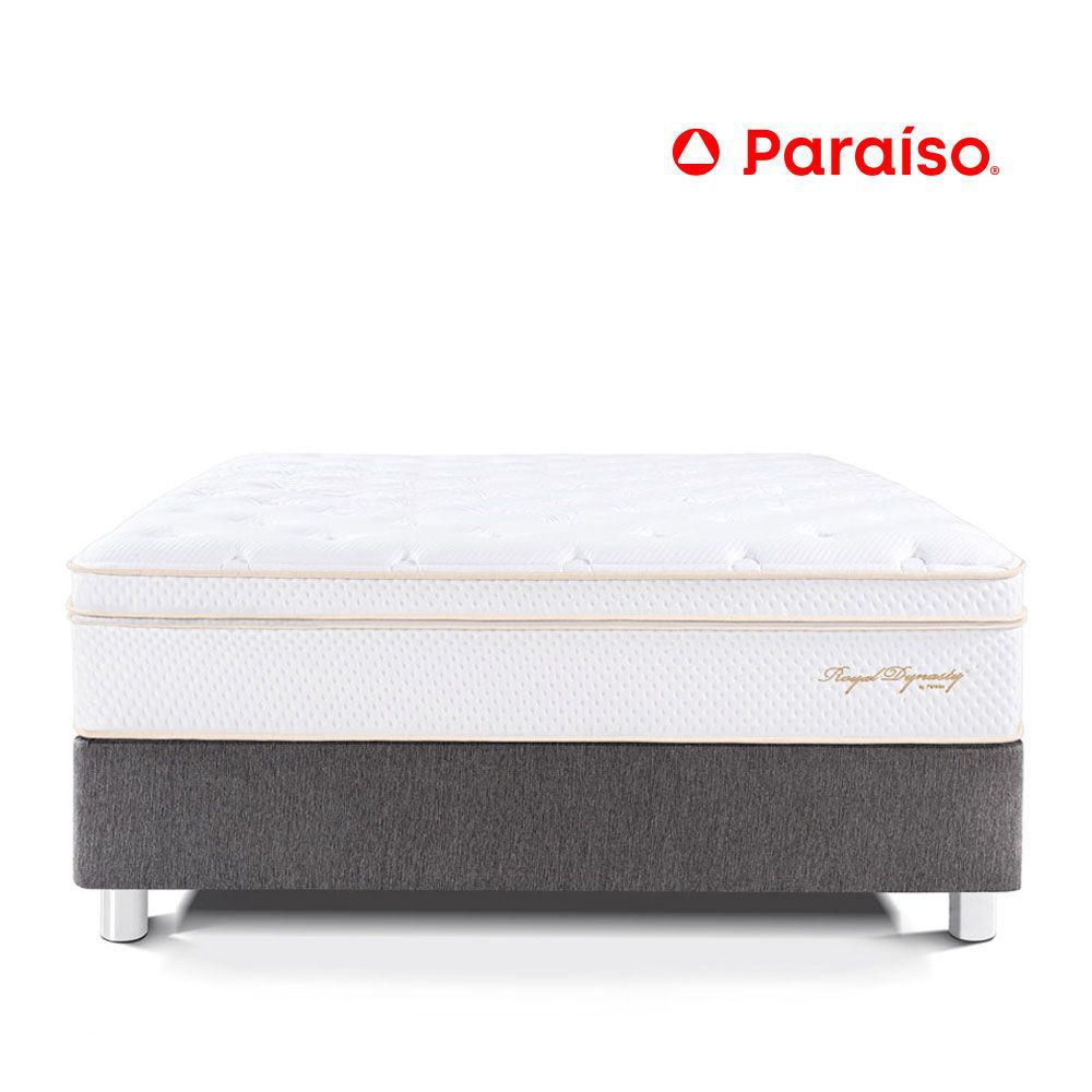 Cama Paraíso Royal Dynasty Queen Acero + 2 almohadas viscoelásticas + protector