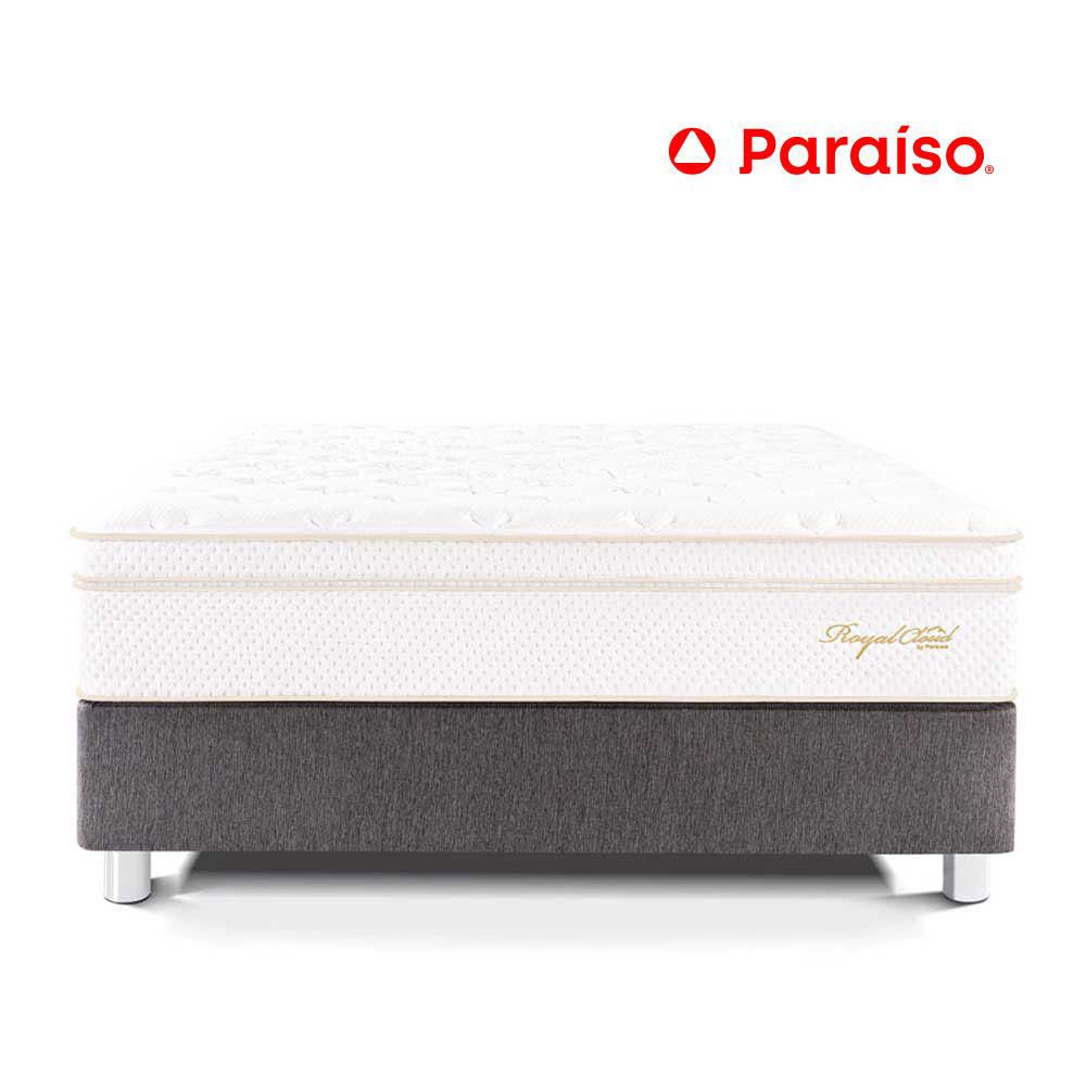 Cama Paraíso Royal Cloud Queen Acero + 2 almohadas viscoelásticas + protector