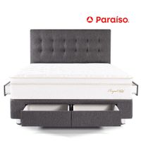 Juego de Dormitorio Paraíso Royal Cloud con cajones Queen + 2 almohadas viscoelásticas + protector