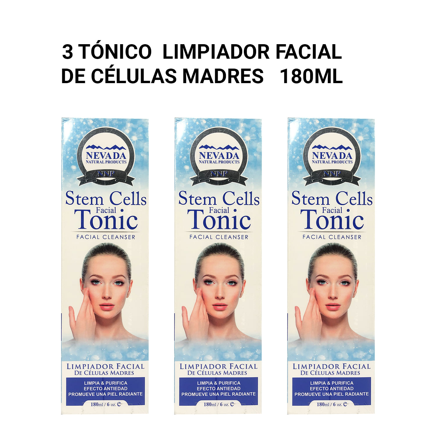 3 Tónico Limpiador Facial de Células Madres 180ml