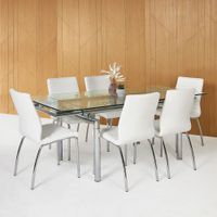 Set Comedor Expandible 6 Sillas Blancas
