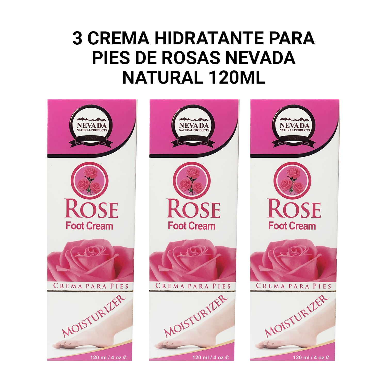 3 Crema hidratante para pies de Rosas Nevada Natural 120ml