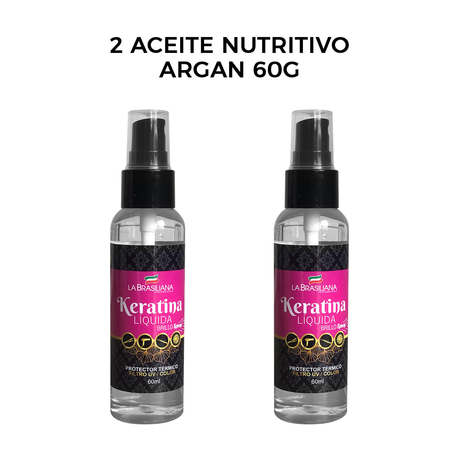 2 Keratina Liquida- Brillo Spray 60ml