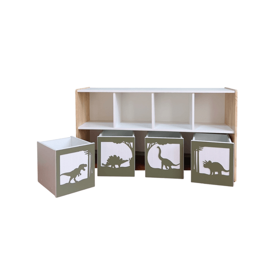 Estante-de-8-espacios-con-cajas-Dinosaurios-olivo