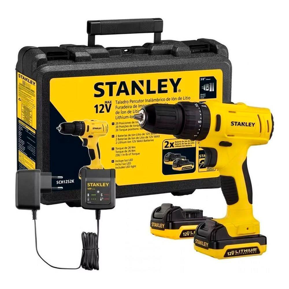 Taladro Inalambrico Percutor 12V Ion Litio + 2 Bat 1.5 Ah + 1 Cargador Stanley