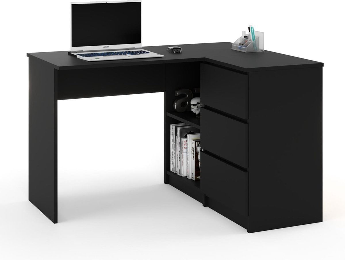 Escritorio en L Gerencial Negro 125cm