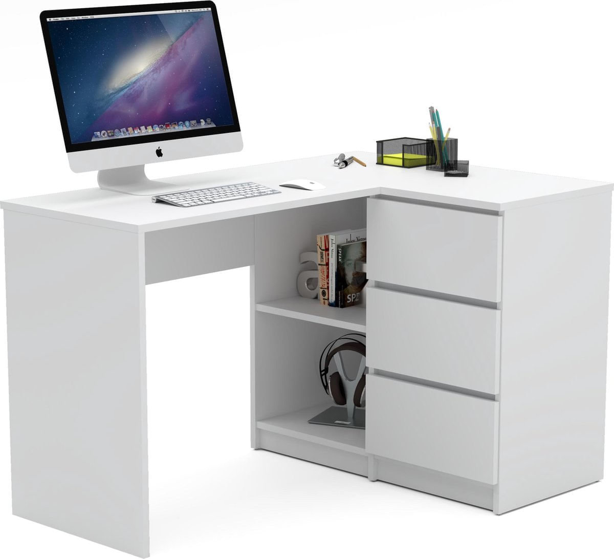 Escritorio en L Gerencial Blanco 125cm