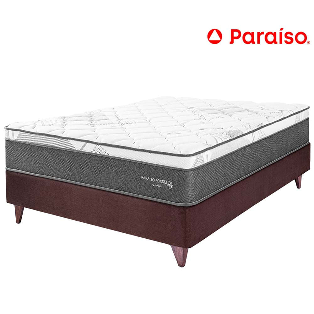 Cama Europea Paraiso Pocket Star 1.5 Plazas Chocolate