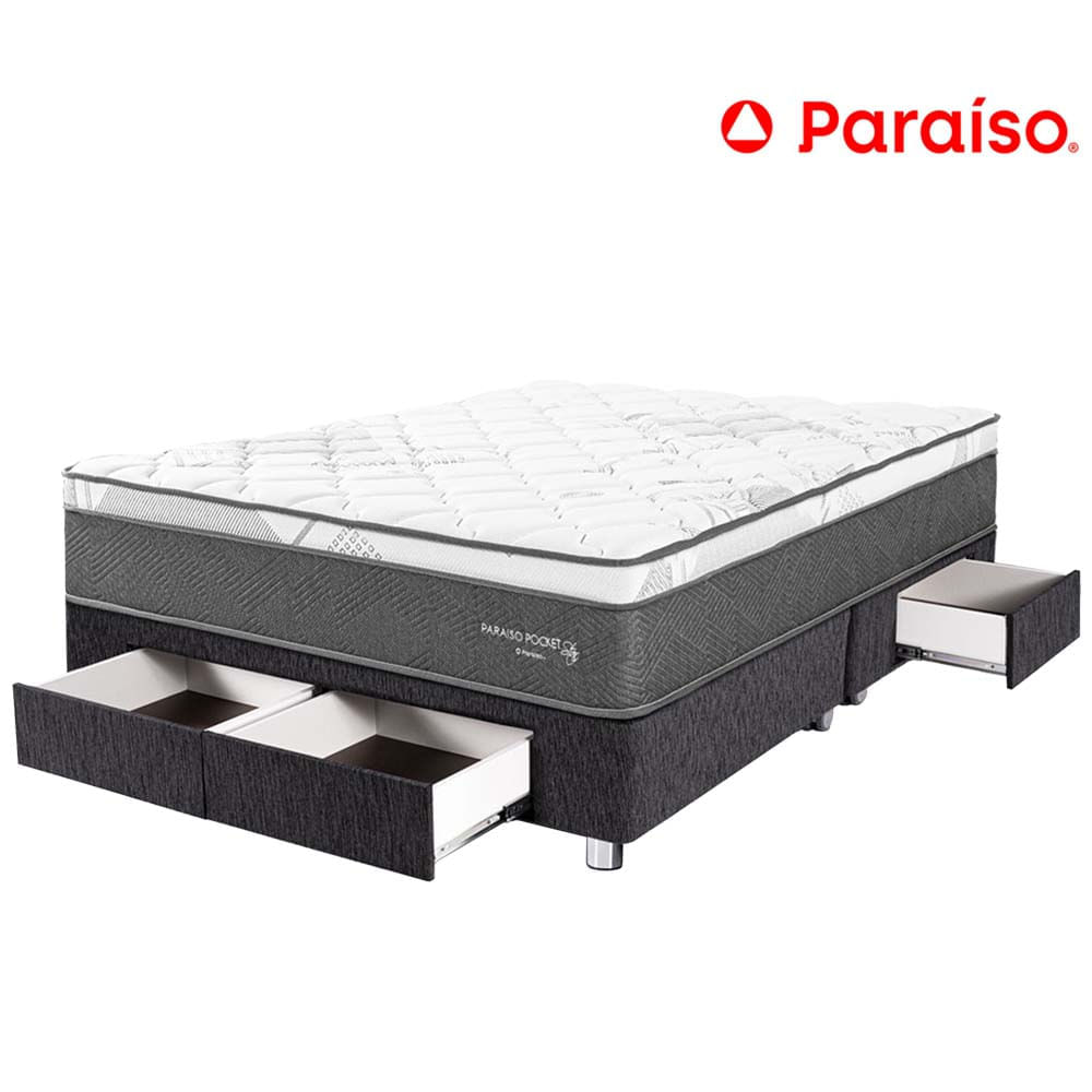 Cama Americana Cajones PARAISO Pocket Star 2 Plazas Charcoal