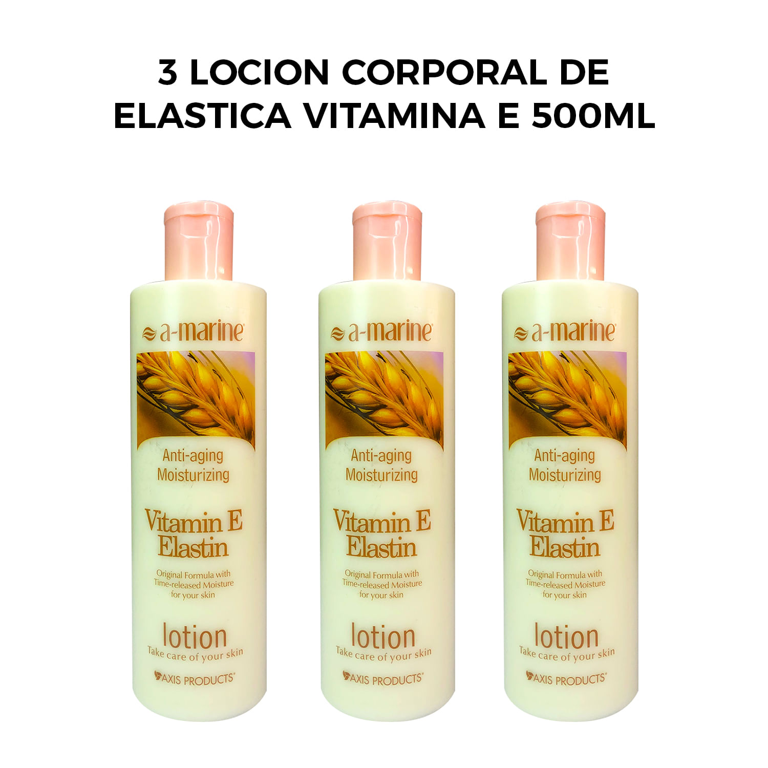 3 Locion Corporal de Elastica Vitamina E 500ml