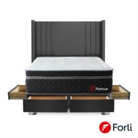 Dormitorio 4 Cajones Gris Platinium Queen + 2 Almohadas + 1 Protector